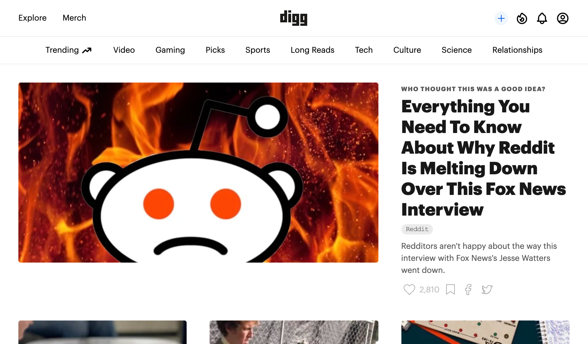 Screenshot of Digg