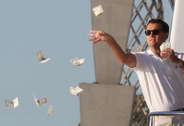 Leonardo DiCaprio throwing money